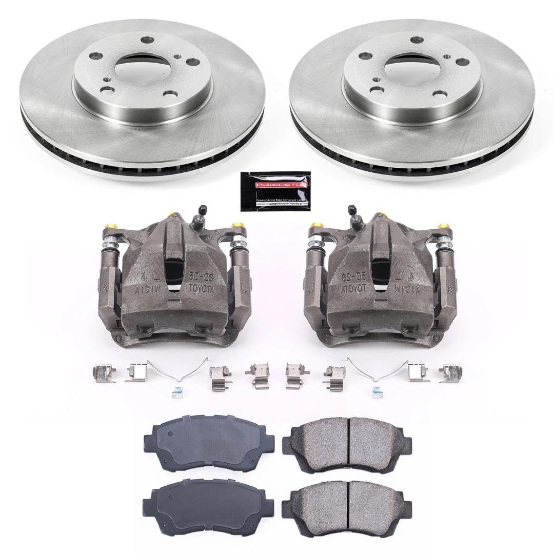 Power Stop KCOE1054 Replacement Autospeciality Front Caliper Kit- OE Rotors, Ceramic Brake Pads, Calipers For Toyota Camry 2000-2001 [Model Specific]