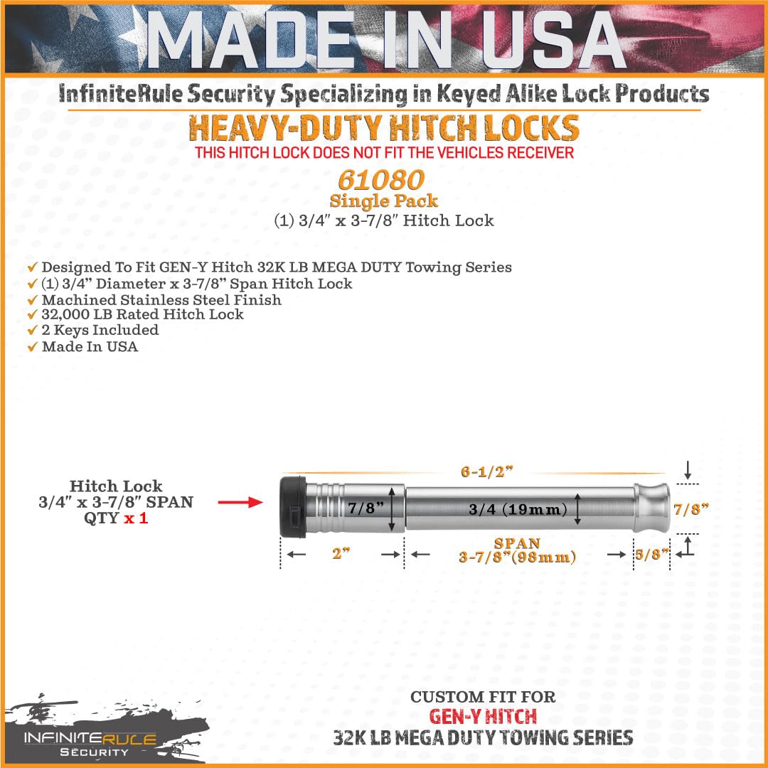 Hitch Lock for Gen-Y Mega Duty 32K LB Series | 61080 - Fits Adjustable Ball Mount Only - Does NOT FIT Vehicle Receiver