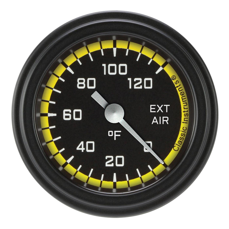 AX199YBLF Classic Instruments AutoCross Yellow 2-1/8" External Air Temperature Gauge