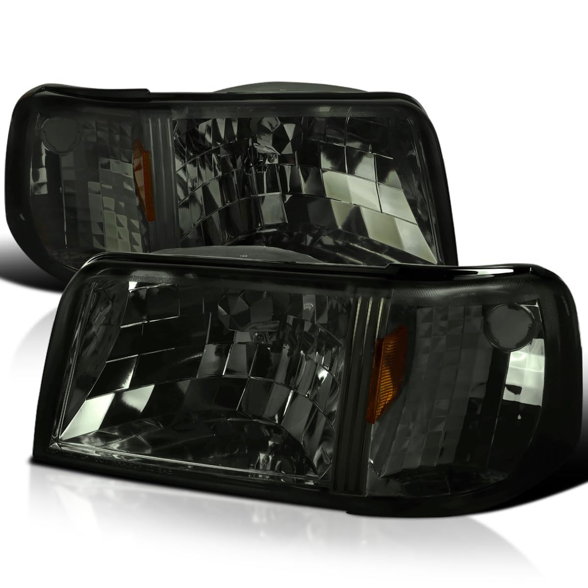 Smoke Headlights + Corner Lights SPEC-D TUNING Compatible with 1993-1997 Ford Ranger L+R Pair Head Light Lamp Assembly