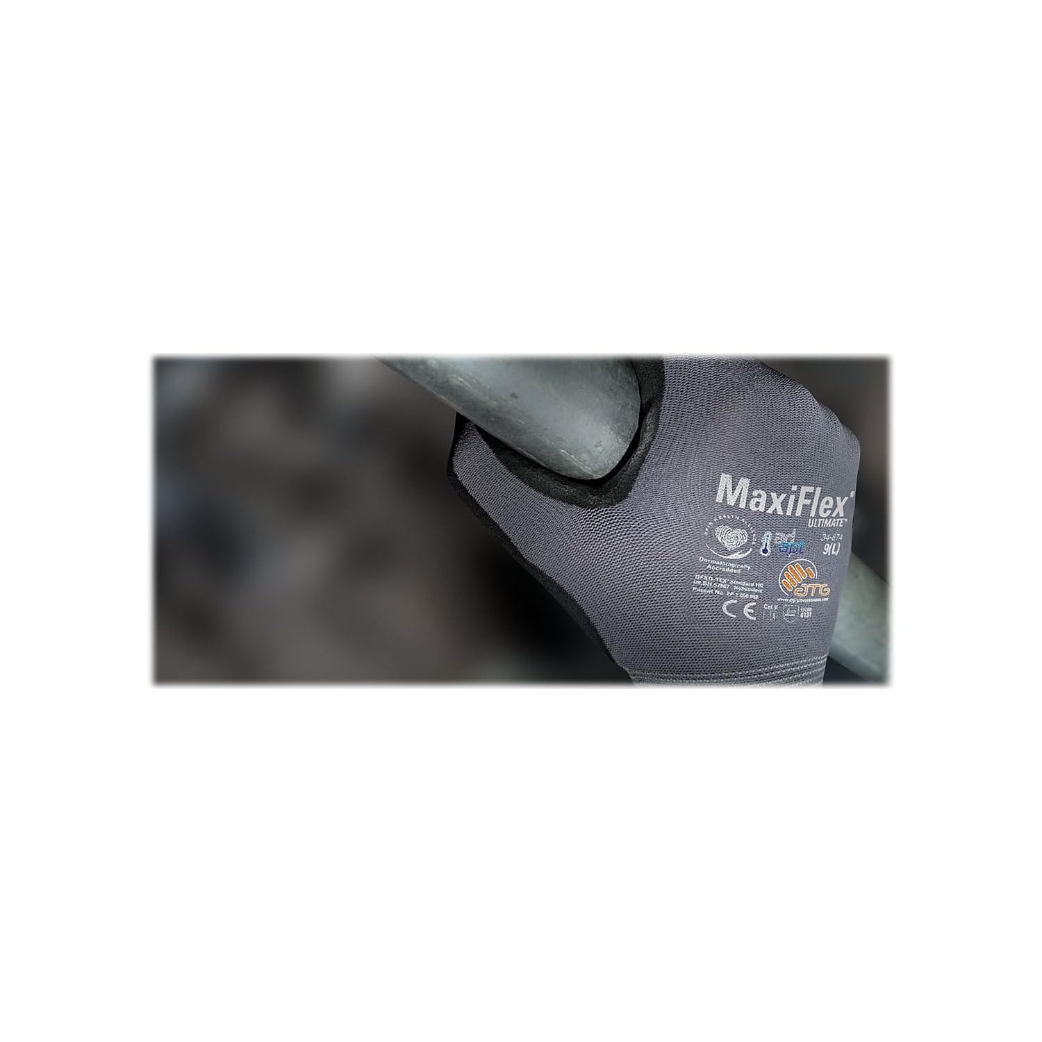 Maxiflex Ultimate Protective Industrial Products 15G Gray Nylon Shell Black Nitrile Microfoam Grip Medium 12 Pairs of Gloves