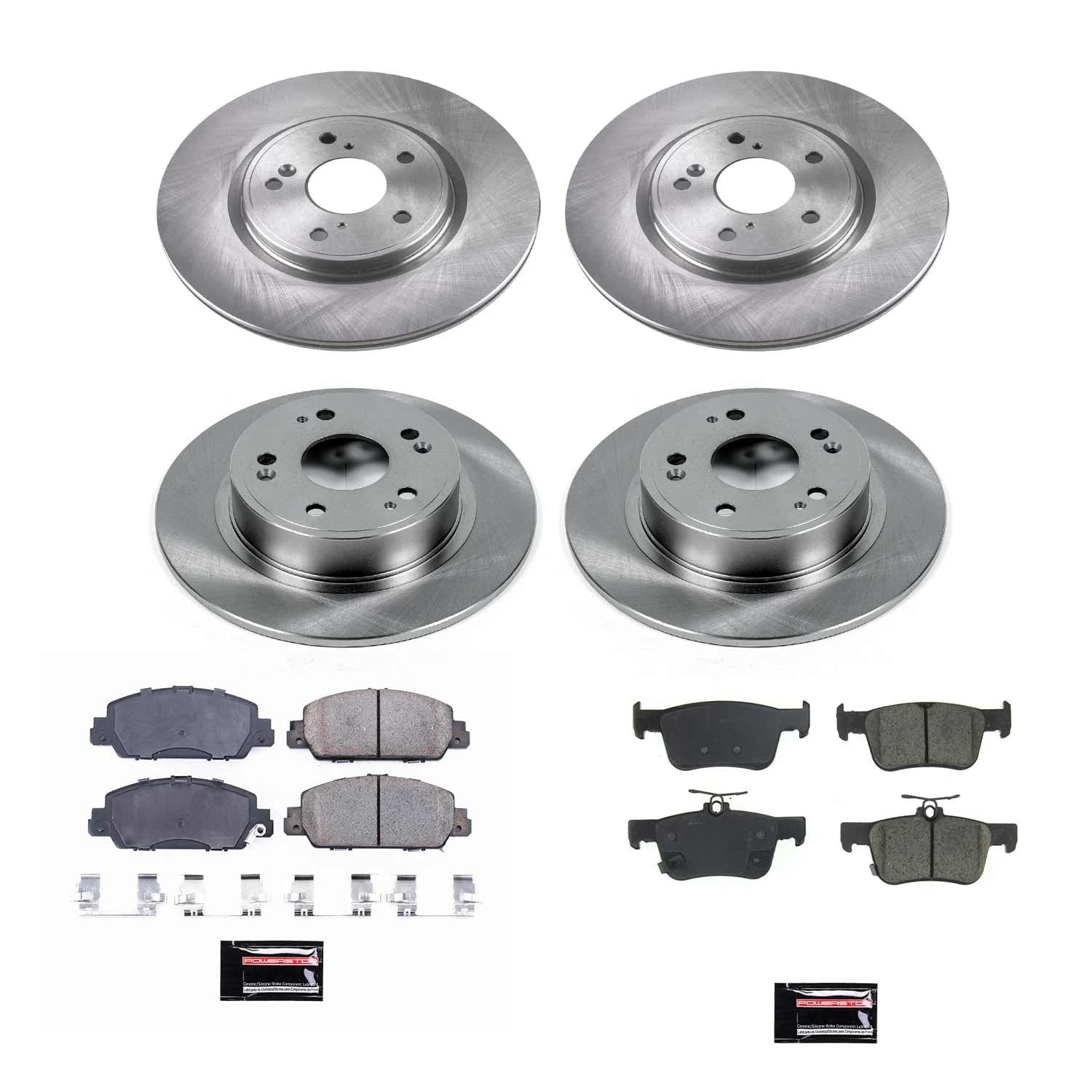 Power Stop KOE8166 Front and Rear Replacement Brake Kit-OE Brake Rotors & Ceramic Brake Pads For 2018 2019 2020 2021 2022 Honda Accord EX-L 2.0L Hybrid [Application Specific]