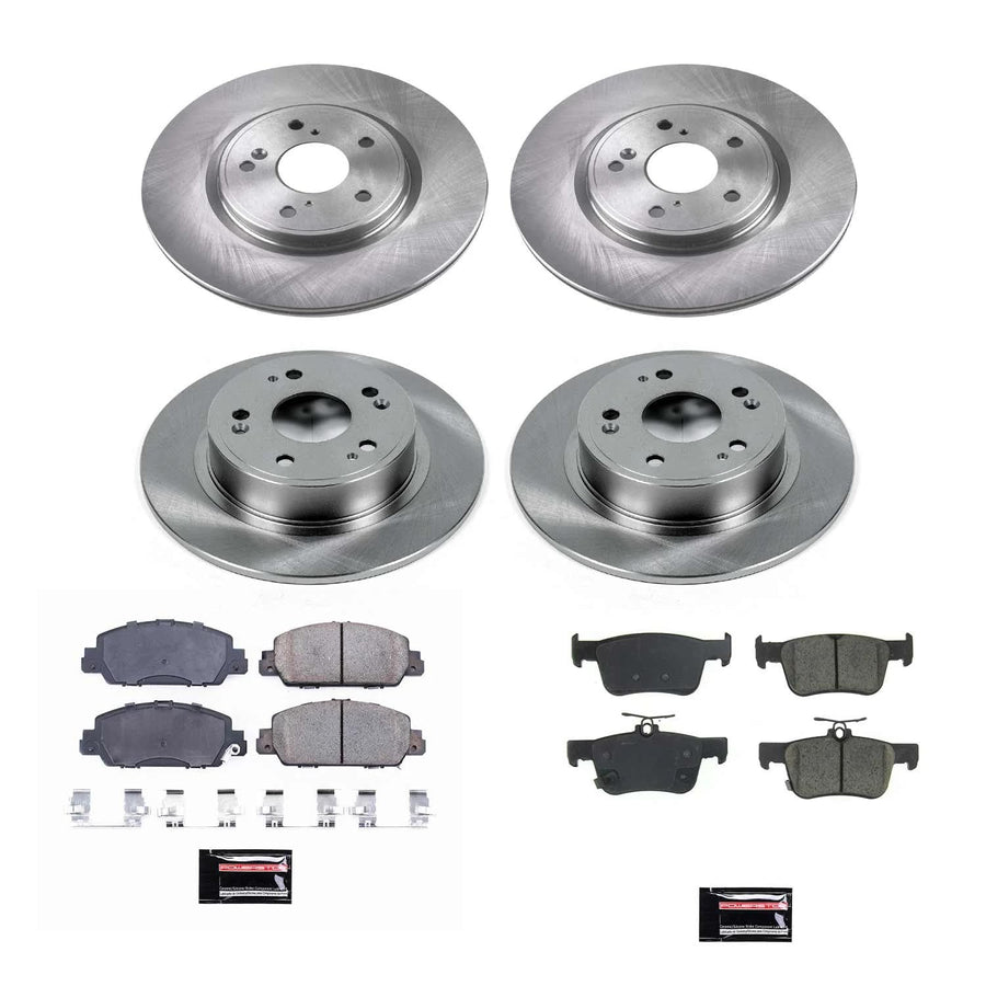Power Stop KOE8166 Front and Rear Replacement Brake Kit-OE Brake Rotors & Ceramic Brake Pads For 2018 2019 2020 2021 2022 Honda Accord EX-L 2.0L Hybrid [Application Specific]