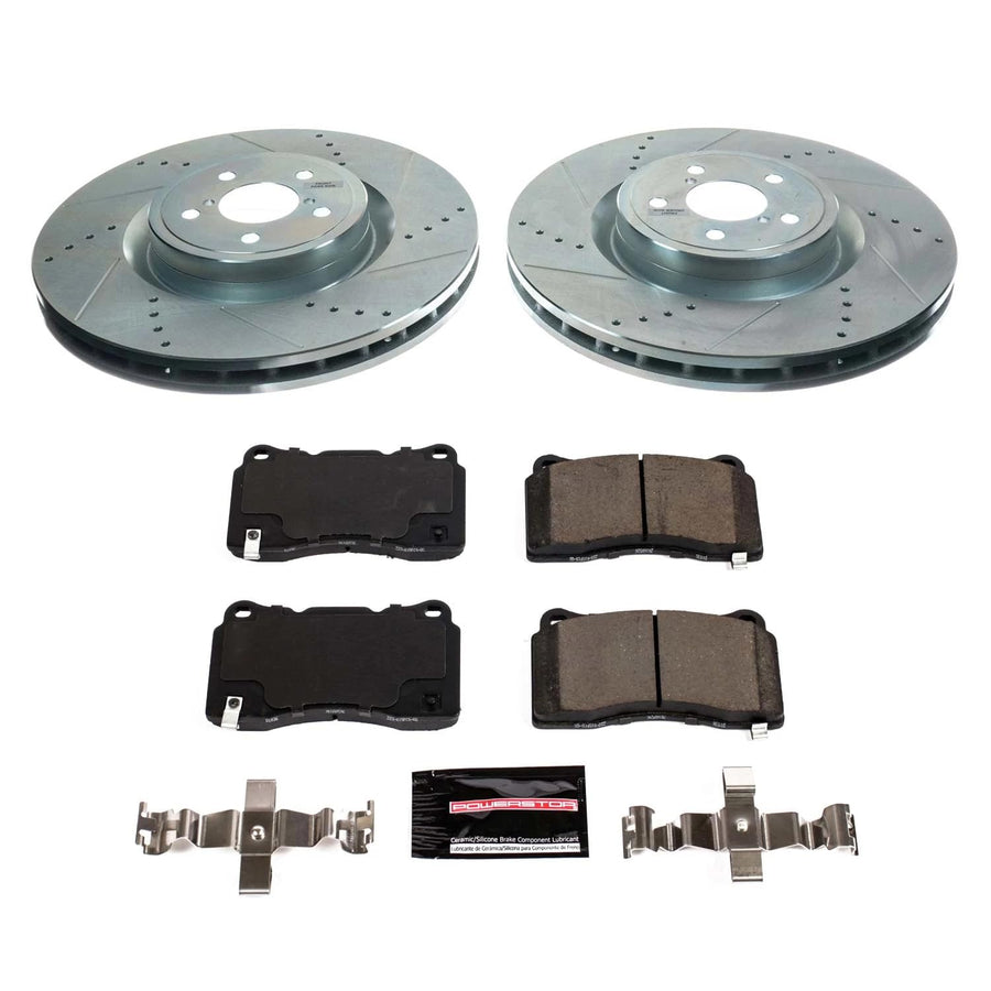 Power Stop Z23 K8610 Front Brake Kit-Drilled/Slotted Brake Rotors & Carbon Ceramic Brake Pads For Toyota 86 2019-2020 [Model Specific]