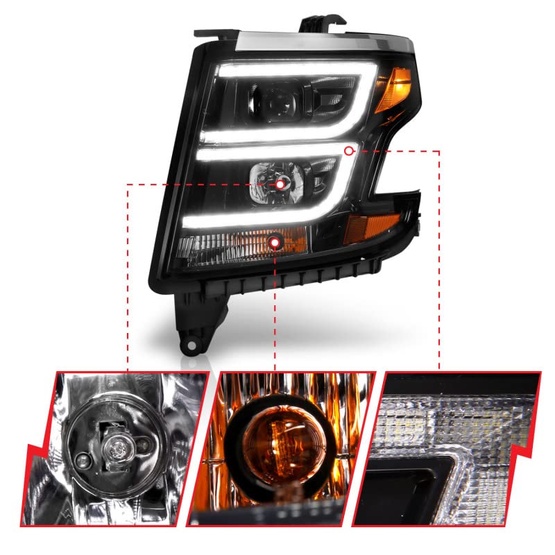 111492 ANZO USA Projector Headlamps Fits Chevrolet Tahoe, Black