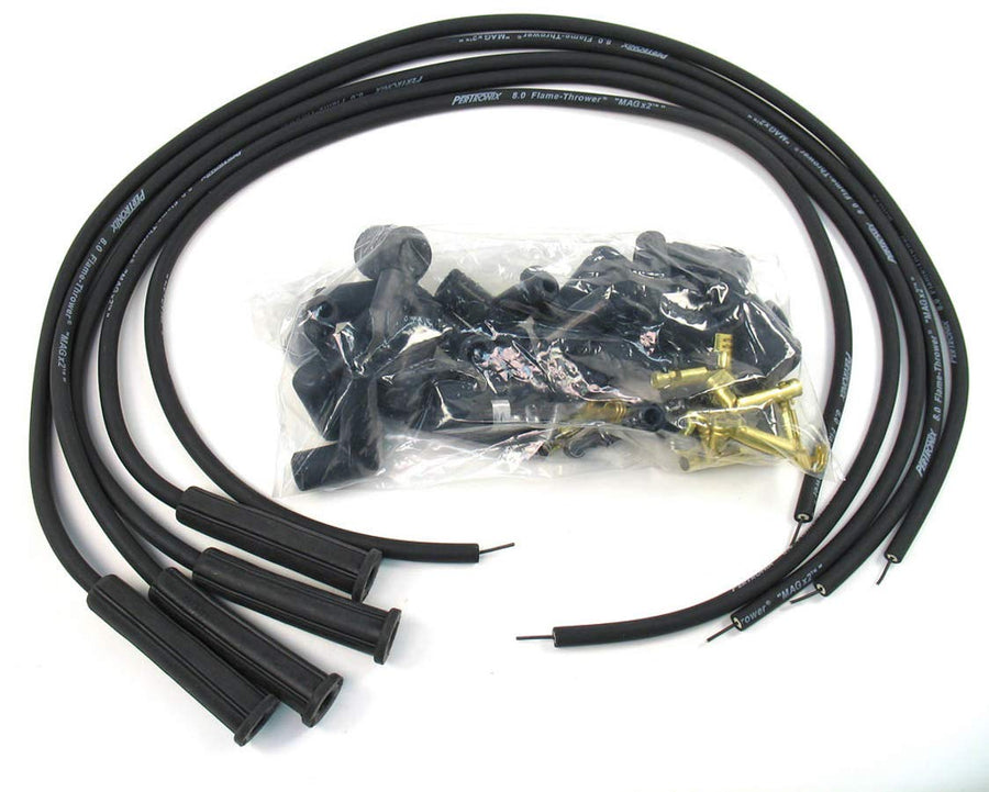 Black Pertronix 8042VW Flame-Thrower Universal 180 Degree 8mm 4 Cylinder Spark Plug Wire