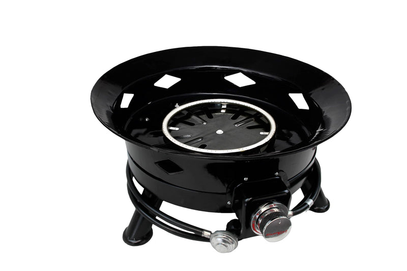 Flame King Propane Smokeless Fire Pit, 24-inch Portable Firebowl, 58K BTU with Self Igniter, Cover, & Carry Straps for RV, Camping, & Outdoor Living