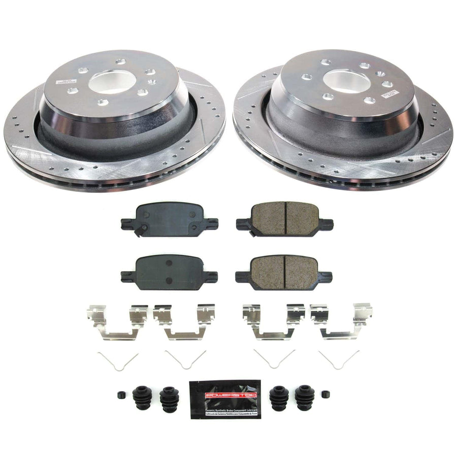 Power Stop K8761 Brake Kit Rear Z23 Carbon-Fiber Ceramic Brake Pads and Drilled and Slotted Rotors For Chevrolet Colorado 2021-2022, GMC Canyon 2021-2022 [Application Specific]