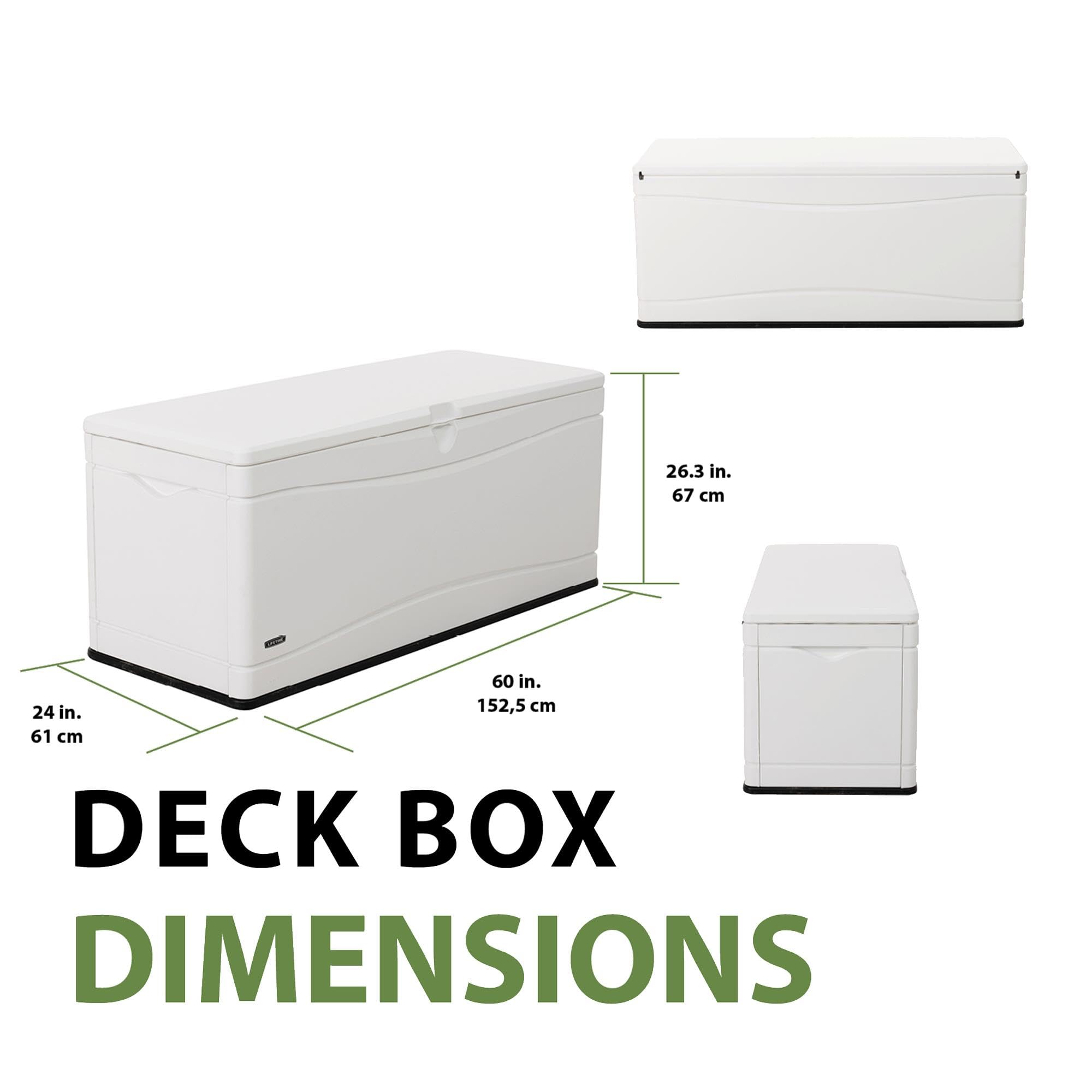 Outdoor Storage Deck Box LIFETIME, 130 Gallon, Arctic White, Lockable, UV-Protected, for Decks and Marine Docks