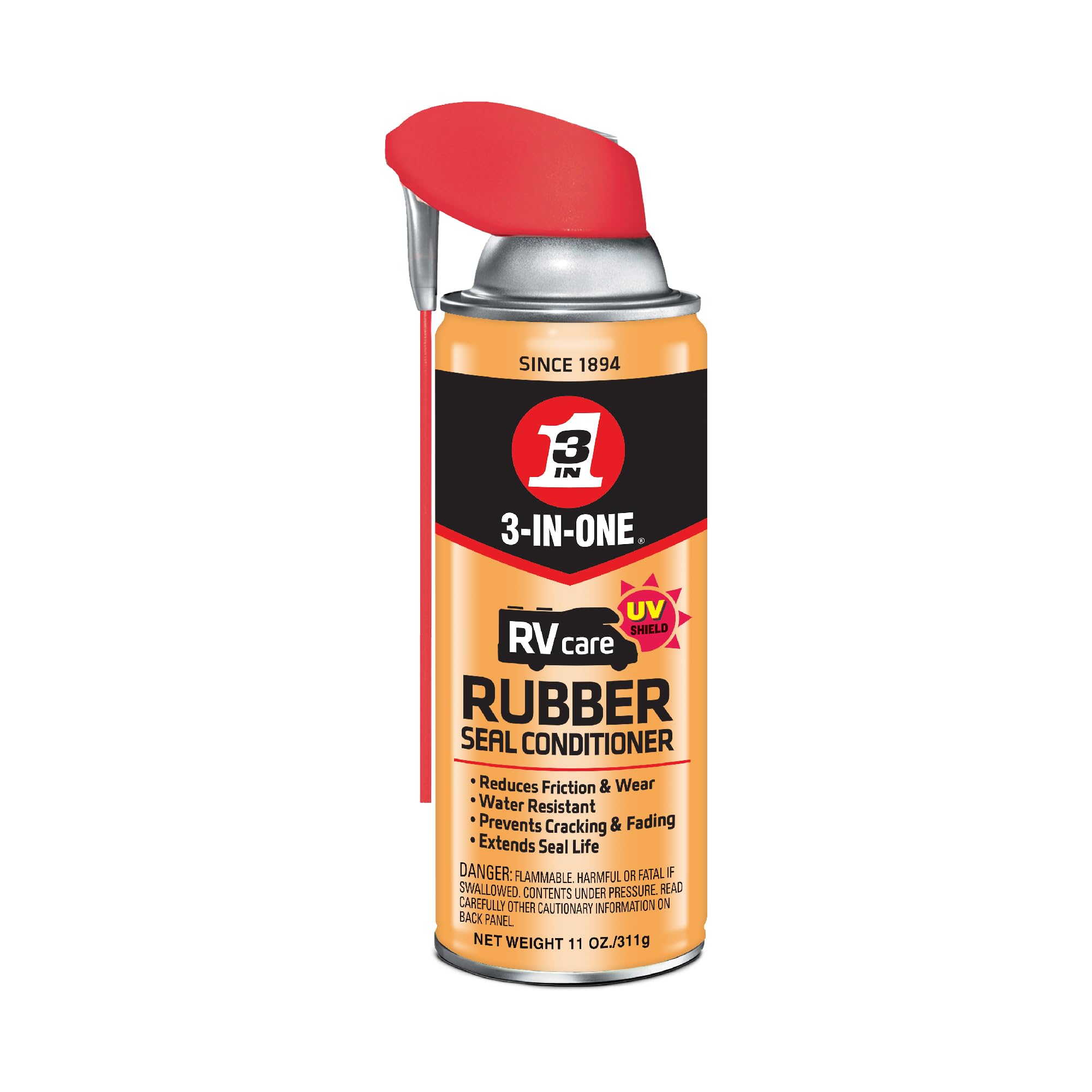 RVcare 3-IN-ONE Rubber Seal Conditioner with SMART STRAW SPRAYS 2 WAYS, 11 OZ