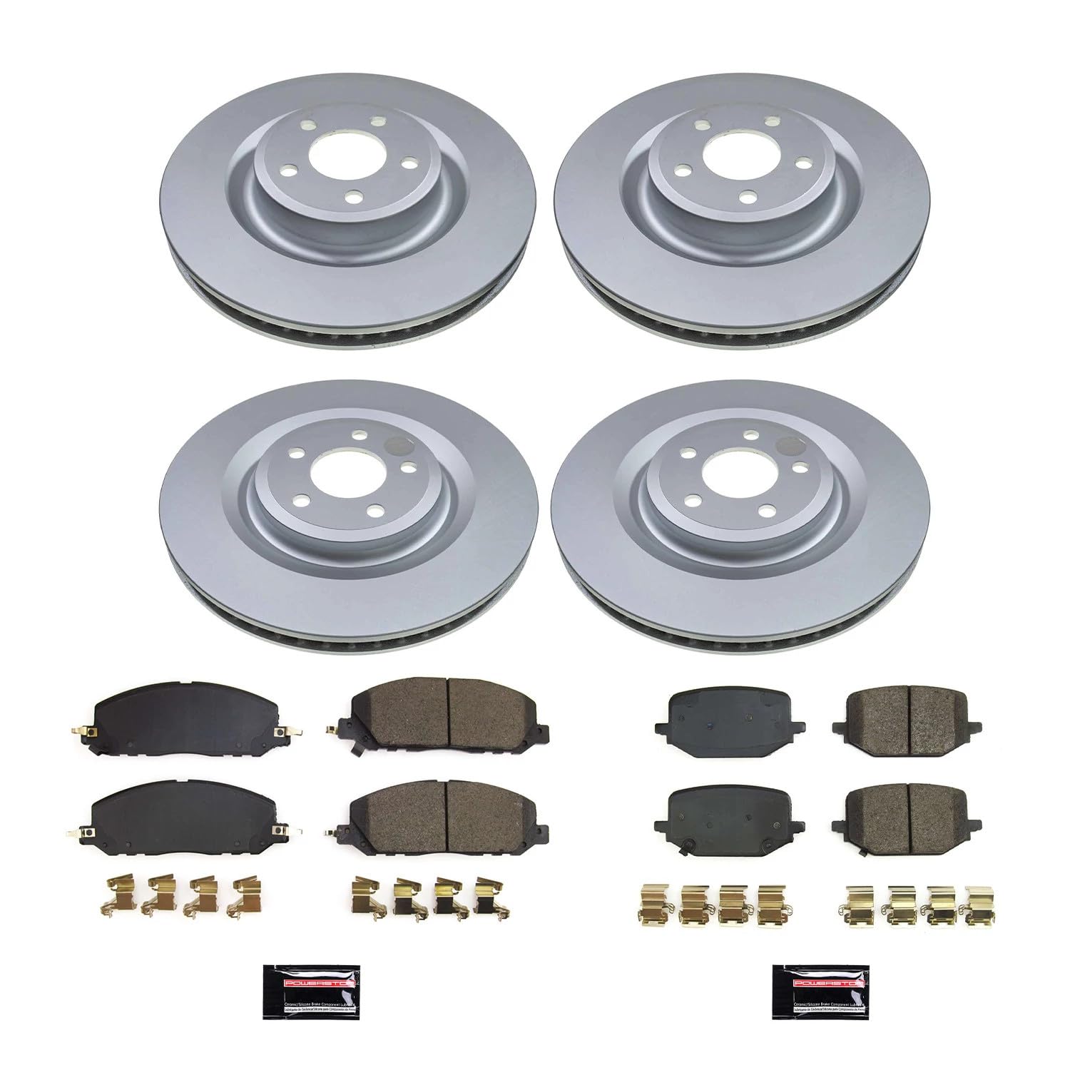 Power Stop CRK8696 Front and Rear Geomet Coated Brake Rotor and Pad Kit For Lincoln Aviator 2020-2023 [Model Specific]