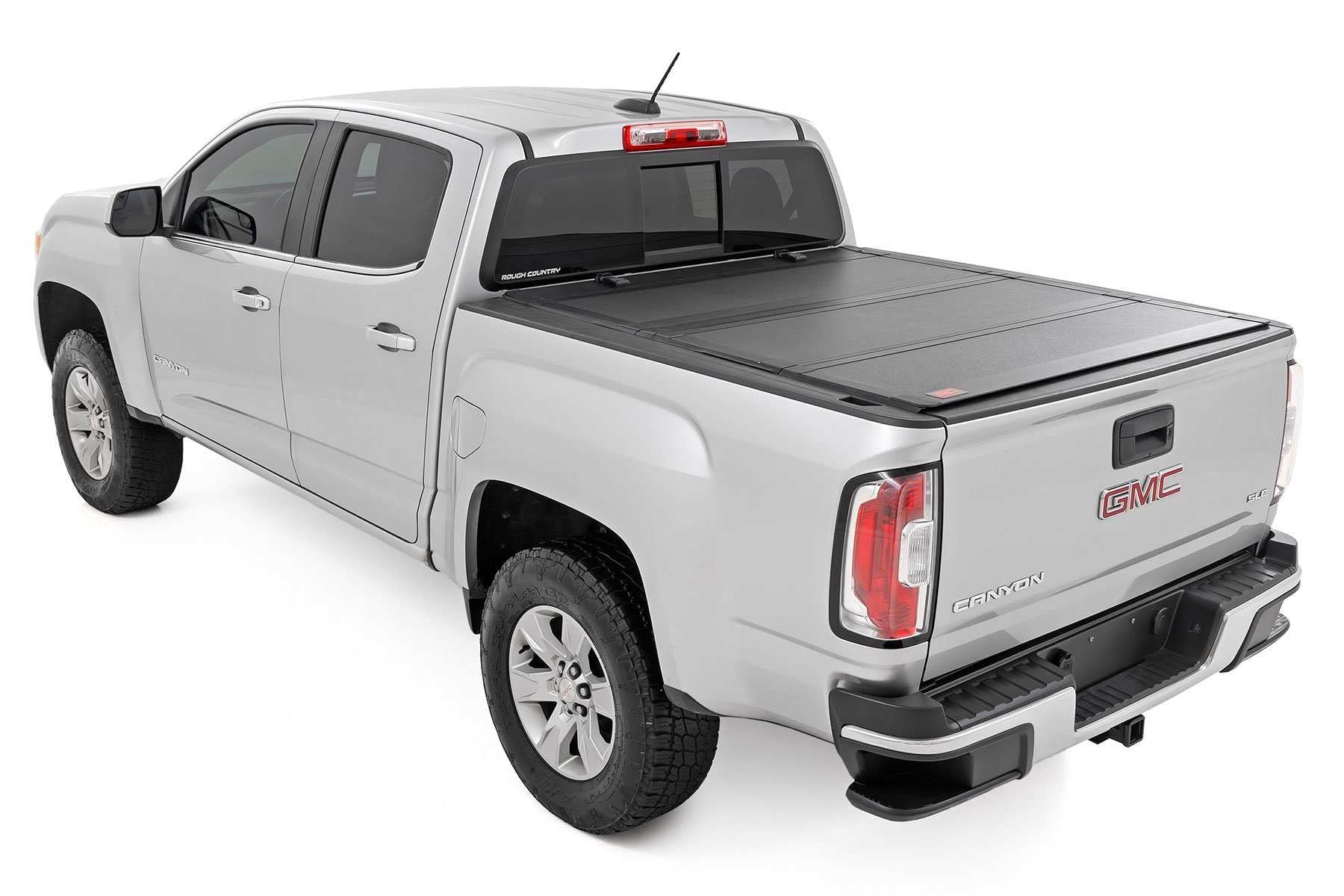 Rough Country Hard Tri-Fold Tonneau Cover for Chevy Colorado & GMC Canyon (2015-2026) - Aluminum Flip-Up Folding Bed Cover, Fits 5' (60") Bed