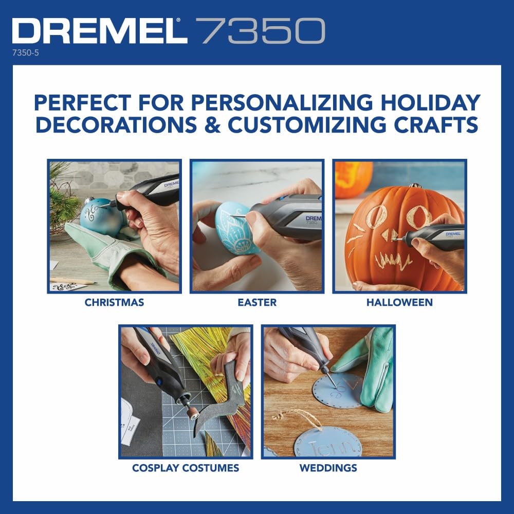Dremel 7350 Cordless Rotary Tool Kit 4V with 5 Accessories and USB-C Rechargeable Battery - Single Speed for Carving, Engraving, Sanding and Cleaning