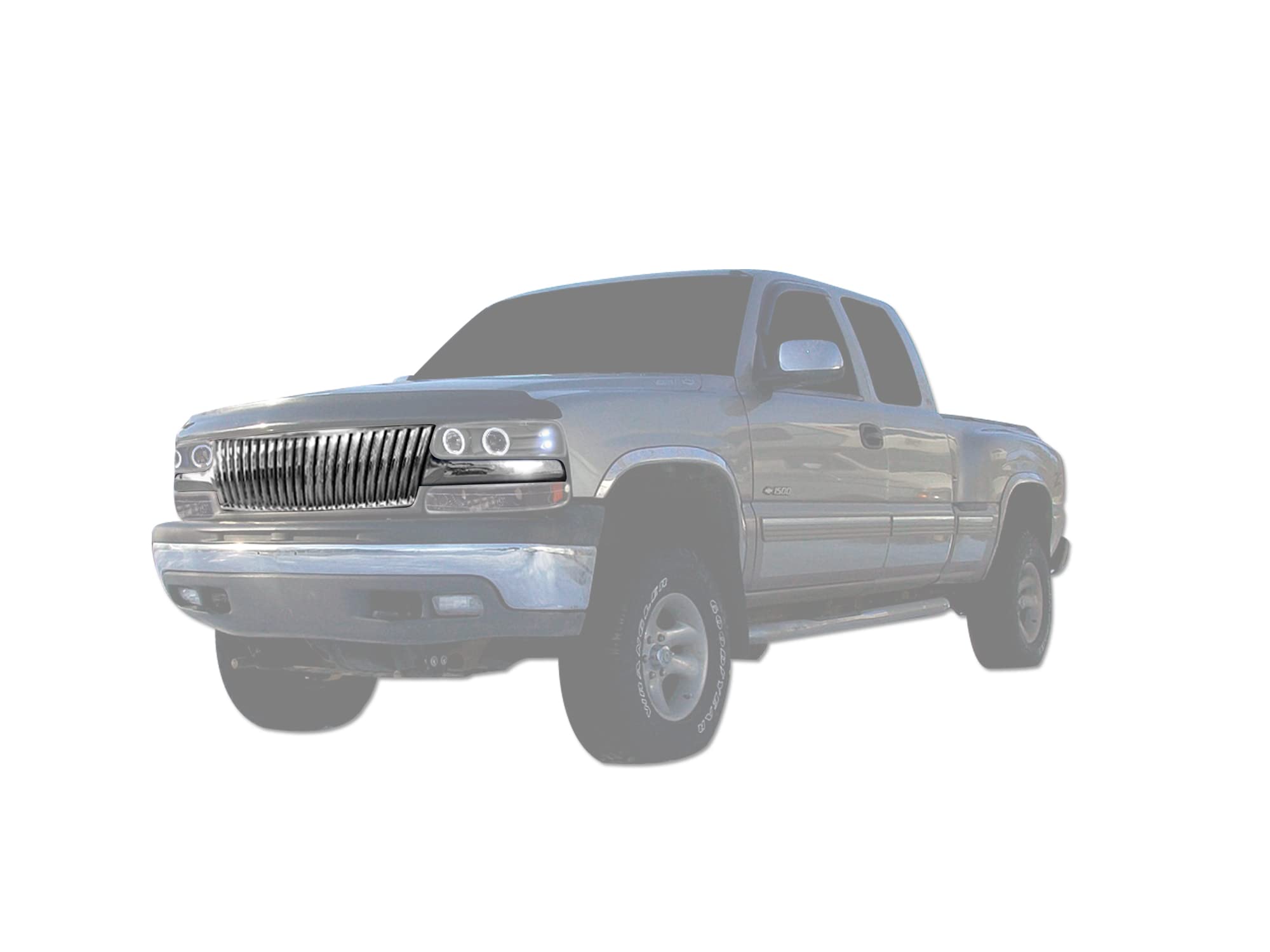 Vertical Front Hood Grille Armordillo USA 7147270 - Chrome Fits 1999-2002 Chevy Silverado 1500