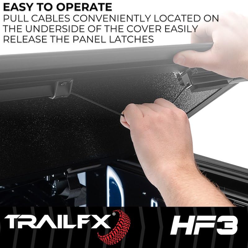 Toyota Tacoma Hard Tri-Fold Tonneau Cover Fits 5 Foot Bed 2024-2025 Lockable with OEM Tailgate Lock 3 Panel Folding Design Gloss Black Powder Coated Aircraft-Grade Aluminum TrailFX TFX8013