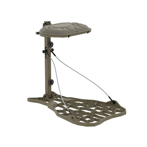 Helo NOVIX Ultra Lightweight Hang On Tree Stand - Cast Aluminum Platform Lock On Tree Stand w/Seat Cushion, Adjustable Seat - Made in The USA, FDE (Flat Dark Earth)