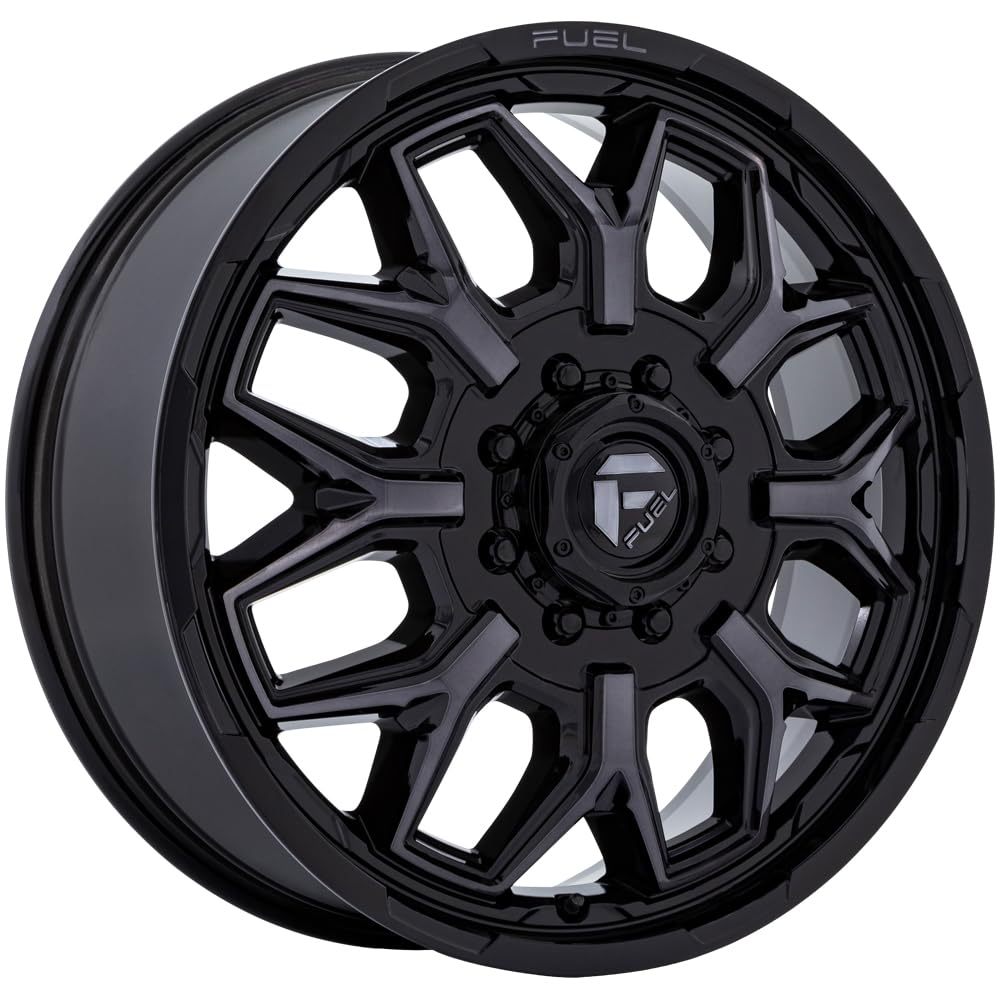 FLUX FUEL OFF-ROAD DUALLY 20X8.25 8X170 8.72 104mm GLOSS BLACK BRUSH-FC GRAY TINT - D875208217