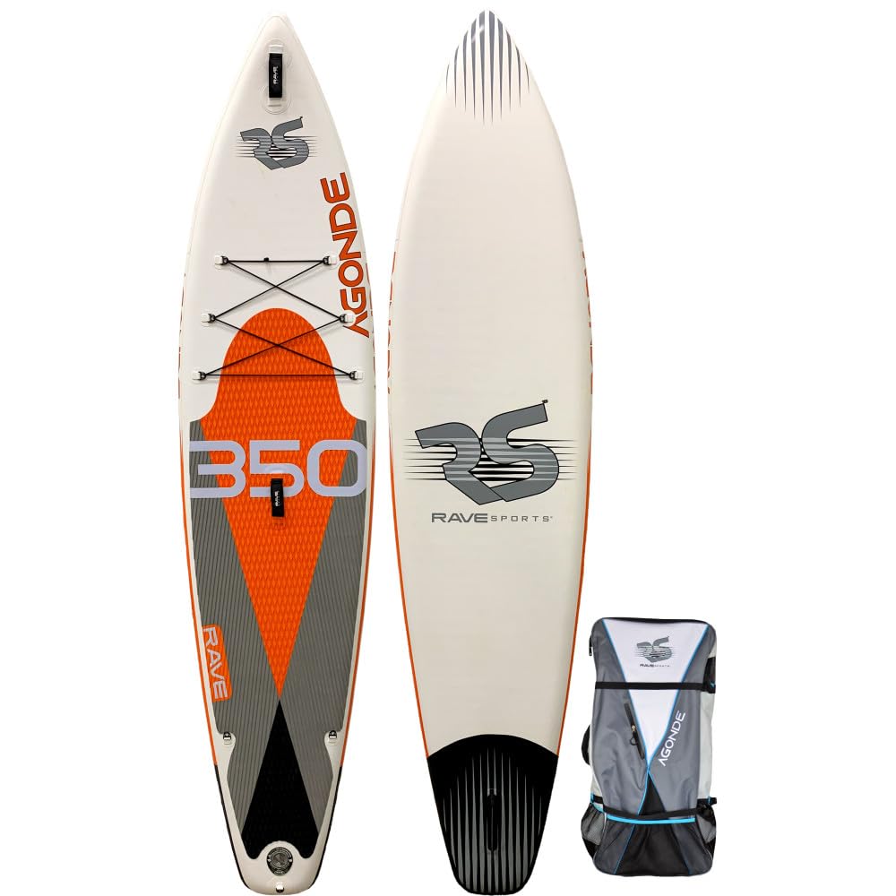 RAVE Sports Stand Up Inflatable Paddle Board, Agonde Mesabi Orange, 11'6" x 31" x 6", Durable Materials, Non-Slip Comfort Deck, Designed for Adults & Youth, Performance SUP, High Pressure Hand Pump