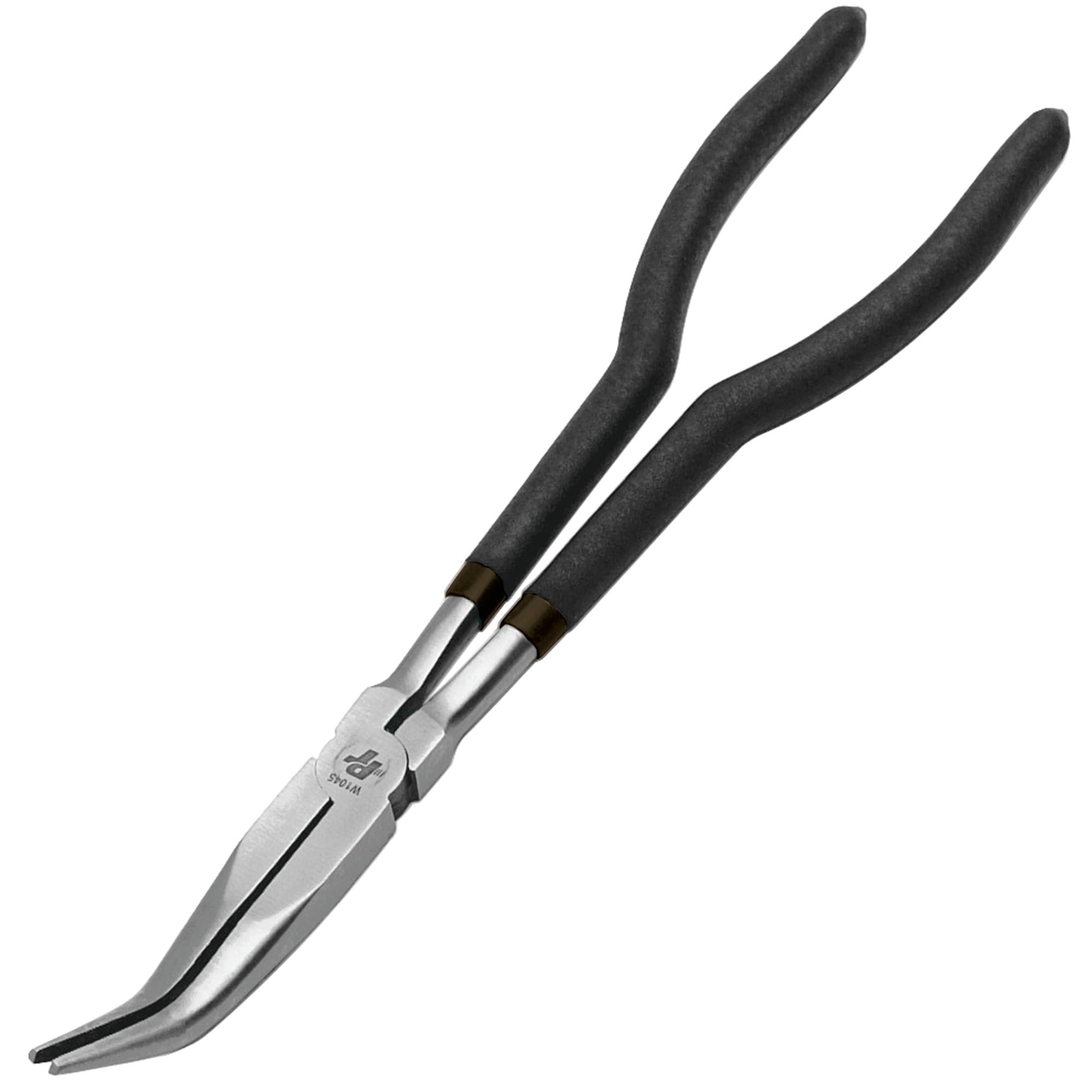 W1045 Performance Tool 11-Inch Long Reach 45-Degree Bent Long Nose Pliers, Black