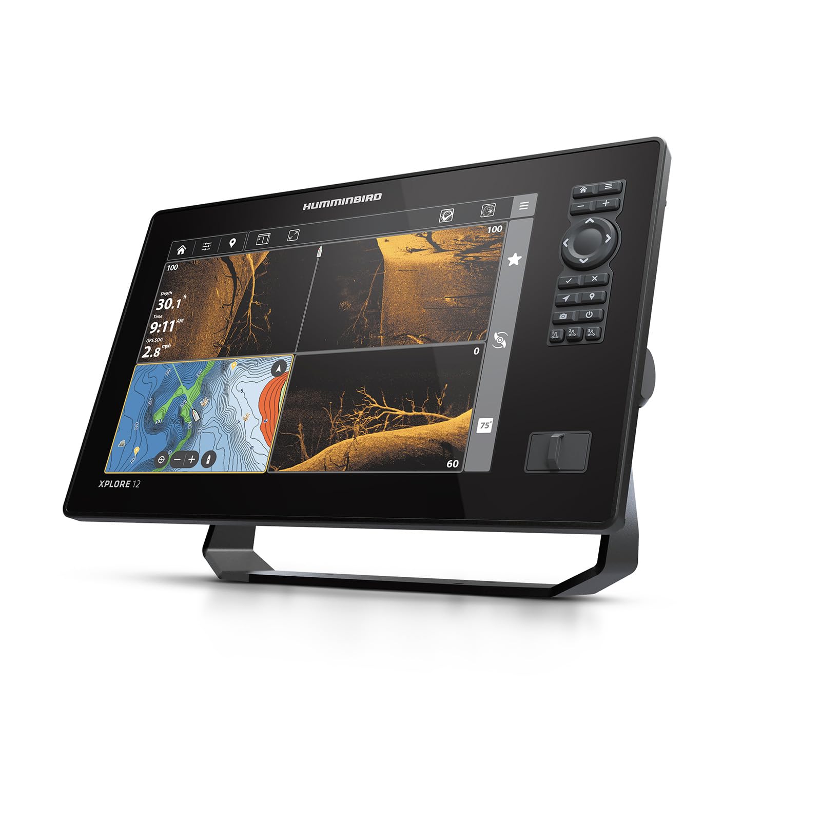 Humminbird GPS XPLORE 12 Fish Finder with Transducer, MEGA Side Imaging+ & HD Touchscreen