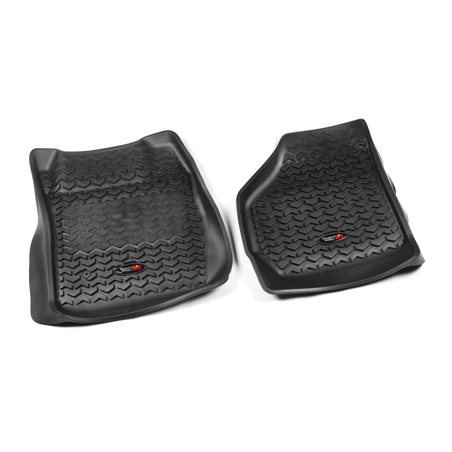Front Floor Liners Rugged Ridge for Ford F-250/F-350 | Pair, All-Terrain, Black | 82902.07 | Fits 1999-2007 Ford F-250/F-350 Super Duty Regular Cab/Extended Cab/SuperCrew