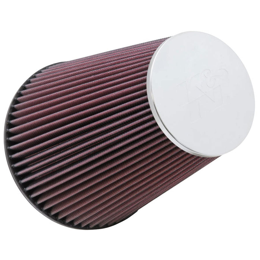 High-Flow K&N Original Lifetime Universal Clamp-On Air Filter: High Performance, Premium, Washable: Flange Diameter: 6 In, Filter Height: 9 In, Flange Length: 0.625 In, Shape: Round Tapered, RC-5046