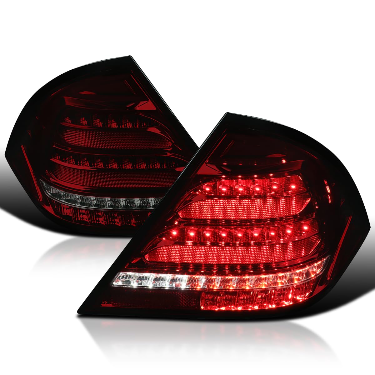 Red/Smoke SPEC-D TUNING Full LED Sequential Tail Lights Compatible with 2001-2004 Mercedes-Benz W203 C-class Sedan