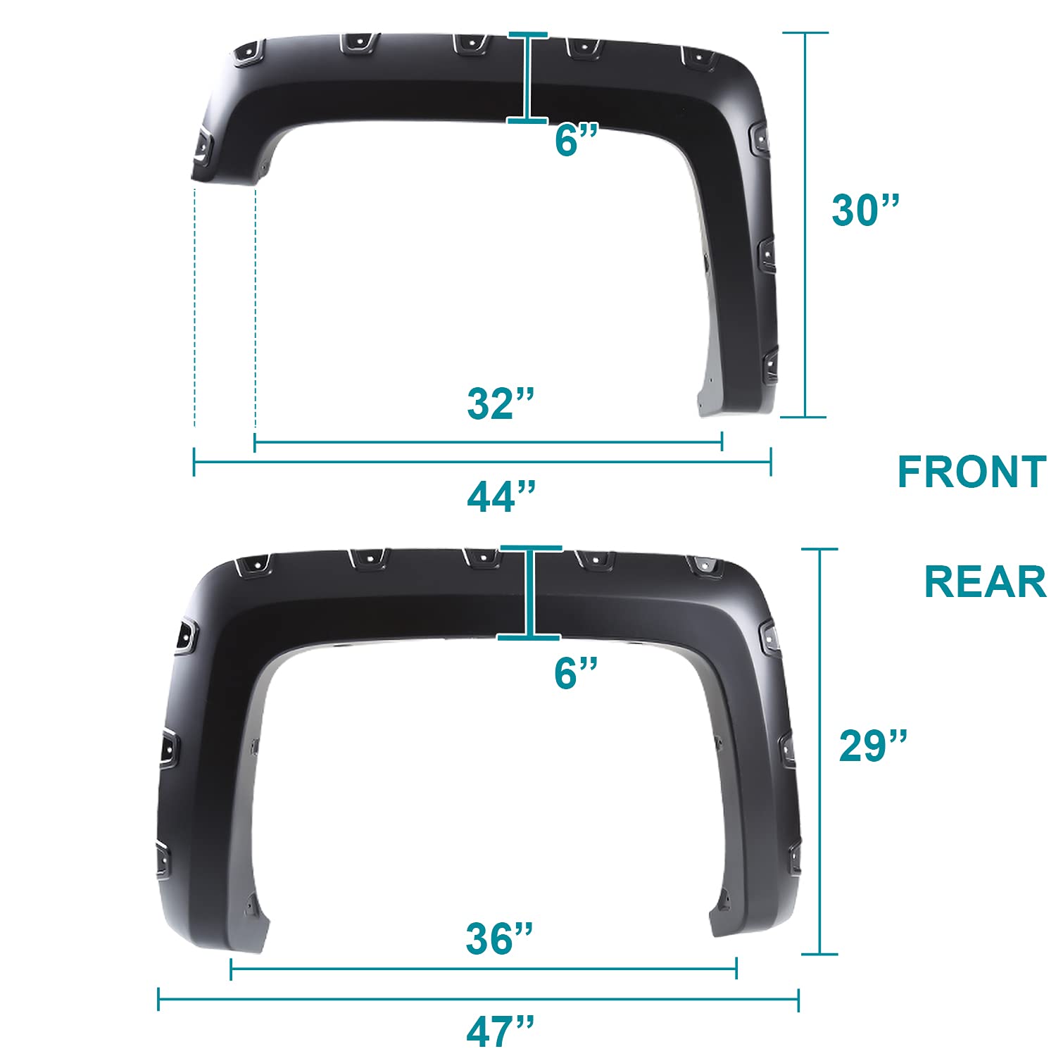 4PC Spec-D Tuning Front + Rear Smooth Bolt On Pocket Style Fender Flares Compatible with 2014-2018 Chevy Silverado 1500 2500HD 3500HD
