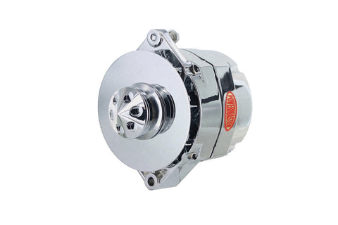 Alt Powermaster GM 12SI Chrome 100A 1V Pulley Baffle & Cone 1 or 3 Wire