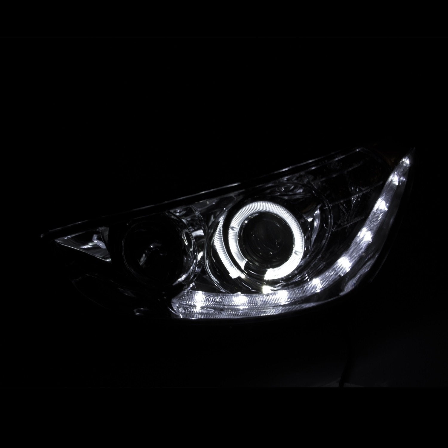 Halogen Projector Headlight for Hyundai Accent AnzoUSA 121476 Black/Clear/Amber
