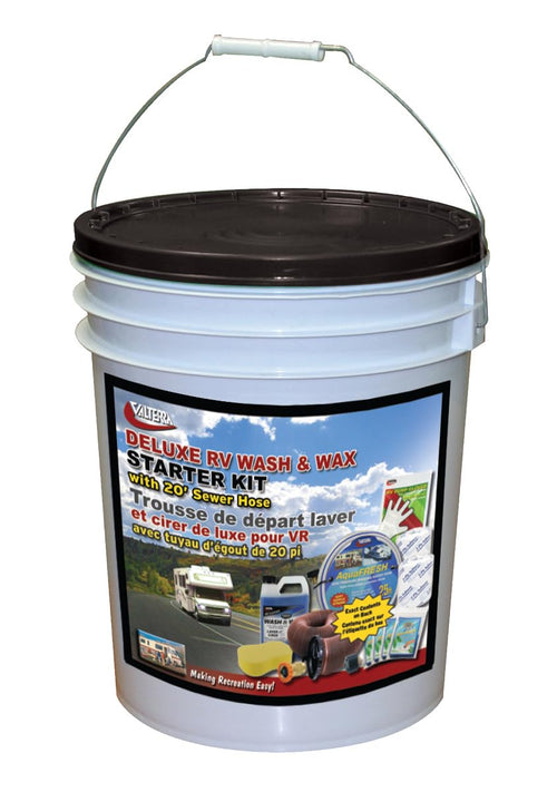 K88131 Valterra Starter Kit (Deluxe RV with Bucket and Wash & Wax Kit),1 Pack, White