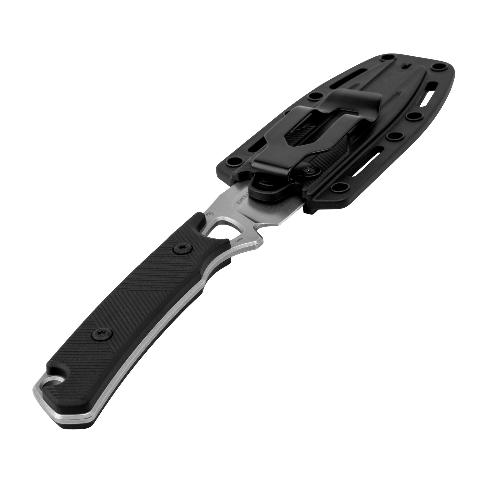 Kershaw Fixed Blade Knife Steppe, Black and Gray Design, 3.55 Inch Steel Drop Point Blade, Full Tang Design, EDC, Nylon Sheath and Belt Clip, Everyday Carry Knife for Men and Women