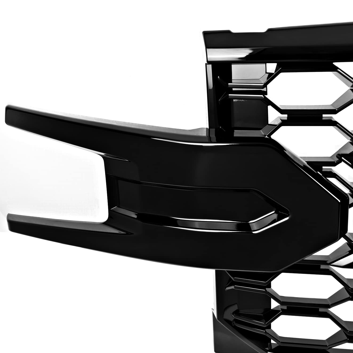 Honeycomb Hood Grille Spec-D Tuning Glossy Black Compatible with 2019-2022 Chevy Silverado 1500 LT
