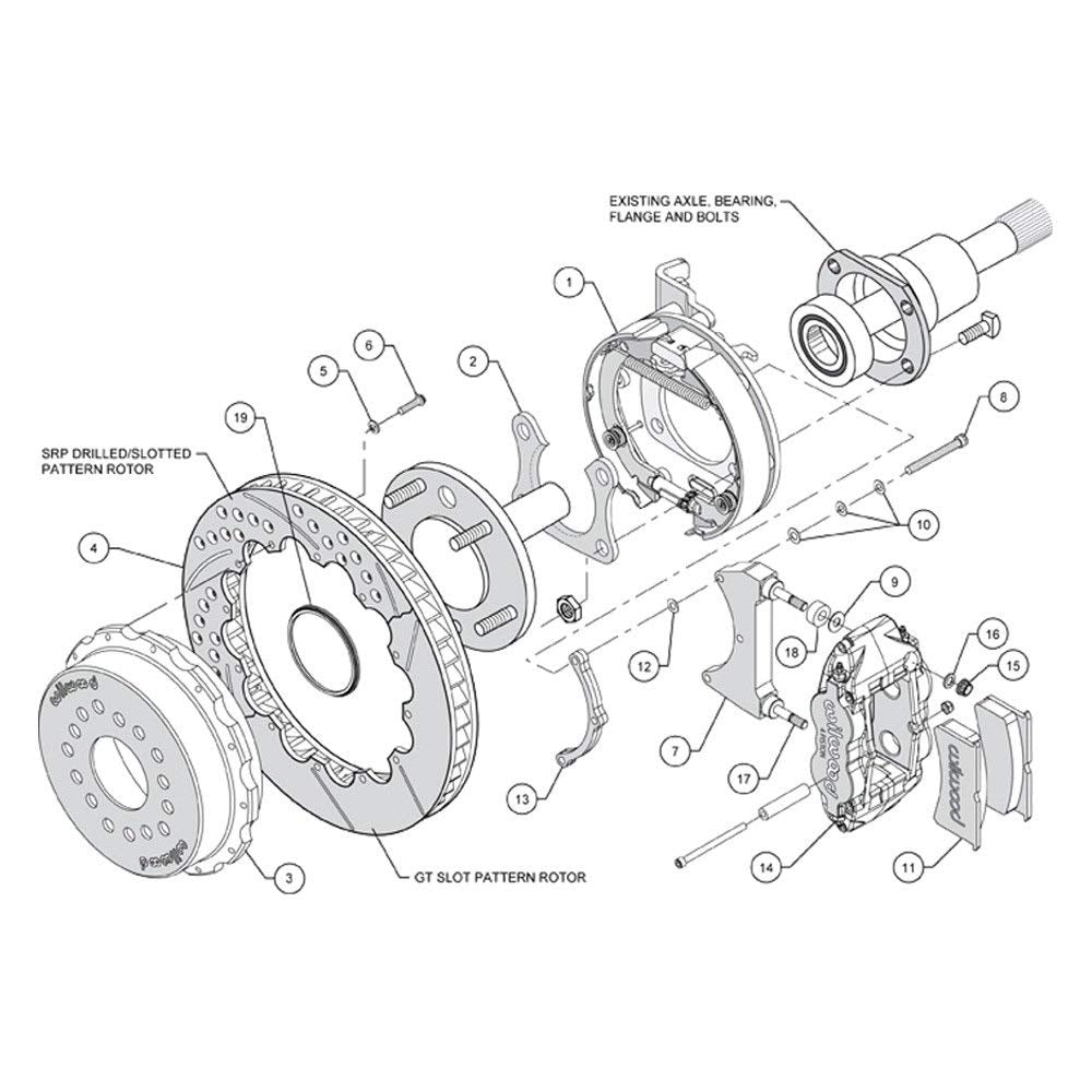 Rear P-Brk Kit, FNSL4R, 14.00", Drilled, Polished