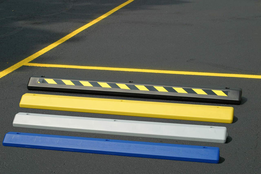 Eagle Yellow 1790Y High Density Polyethylene Parking Stop with Anchor Kit, 72" L x 8" W x 4" H - Pack of 2