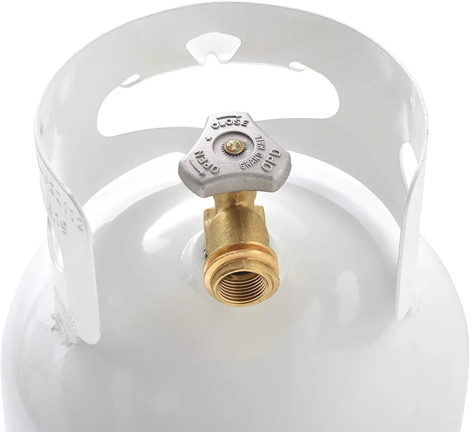 10LB Flame King Steel Propane Tank Cylinder with Type 1 Overflow Protection Device Valve, Great for Camping, Fire Pits, Heaters, Grills, Overlanding, White