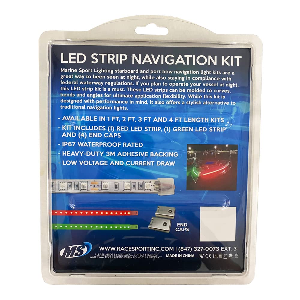 Marine Sport Lighting Bow Light Marine Fit 36in LED Strip Starboard and Port sidelight Nav kit (3FT) MSL3FTSL