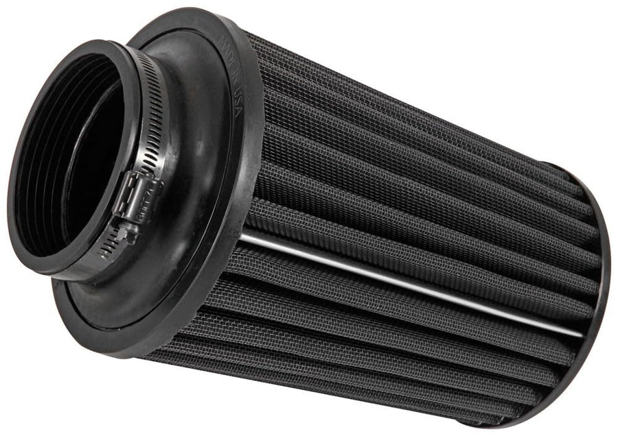 K&N Lifetime Dryflow Universal Clamp-On Air Filter: Dry Synthetic, Washable, Oil-Free: Flange Diameter: 3.5 In, Filter Height: 8.75 In, Flange Length: 1.5 In, Shape: Round Tapered, RU-3105HBK