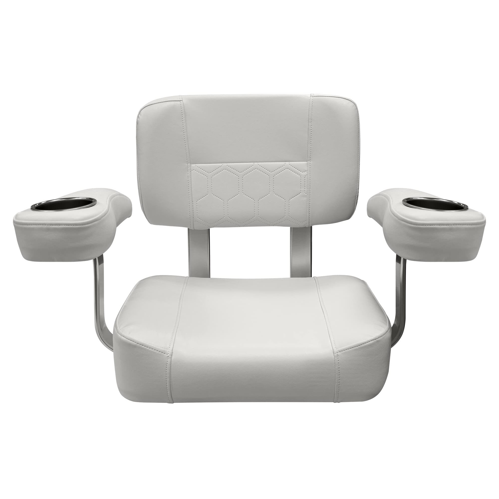 3366-784 Wise Offshore Series Deluxe Helm Chair with Oversized Arm Rests and Stainless Cupholders, Brite White