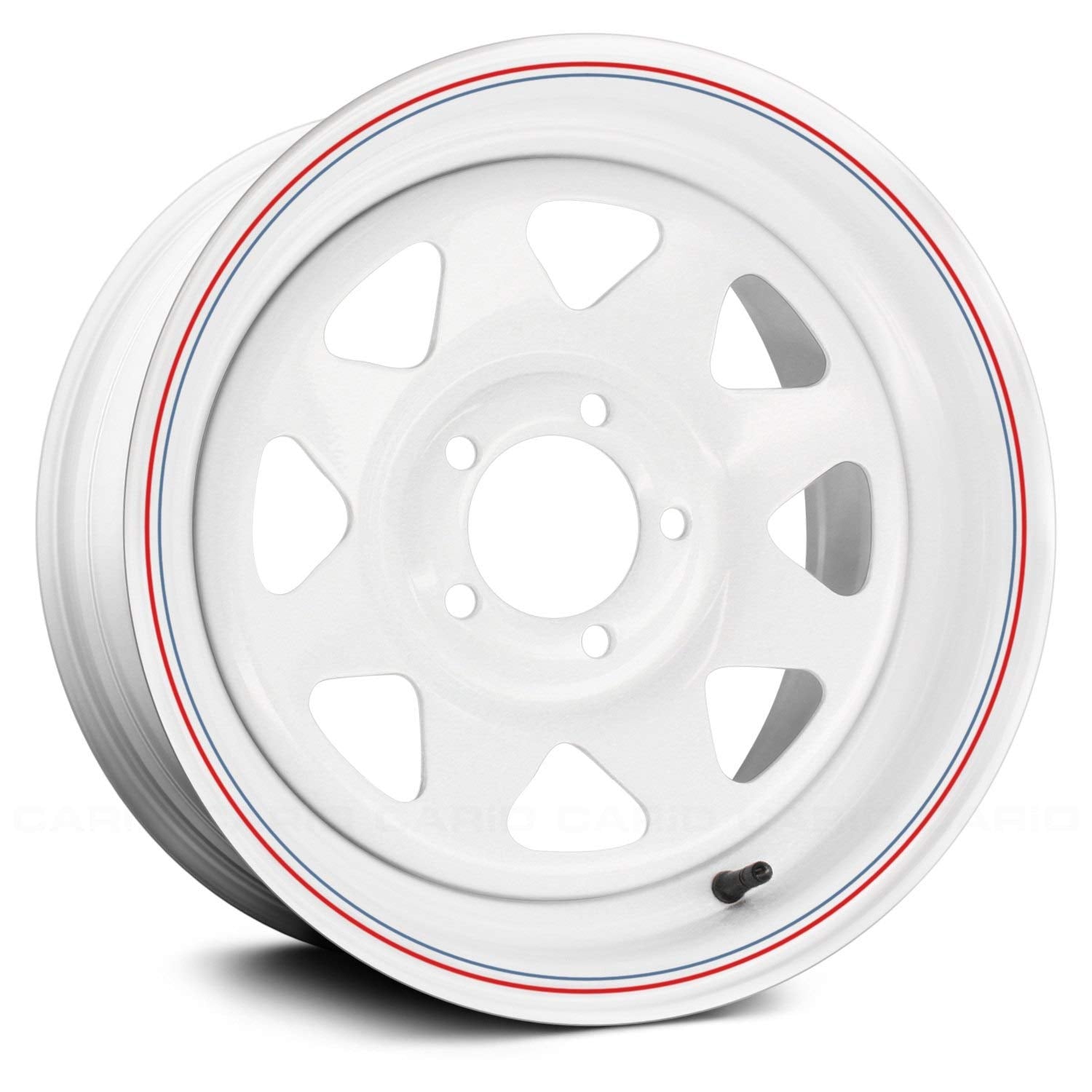 8-Spoke Allied Wheel 80W White 15x10 6X5.5, 3.75"BS, Durable Gloss White Finish Steel Wheel for Cars and Light Trucks, Chrome Cap Included, Protective E-Coating