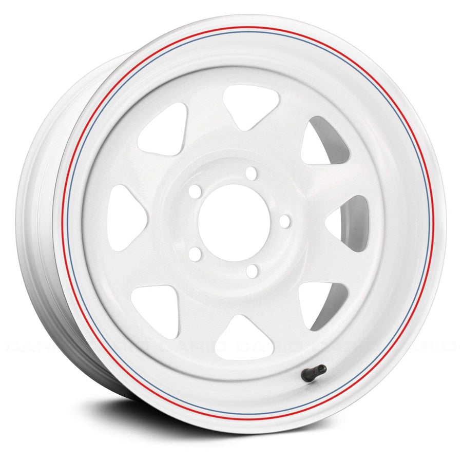 8-Spoke Allied Wheel 80W White 16x7 6x5.5, 4"BS, Durable Gloss White Finish Steel Wheel for Cars and Light Trucks, Chrome Cap Included, Protective E-Coating