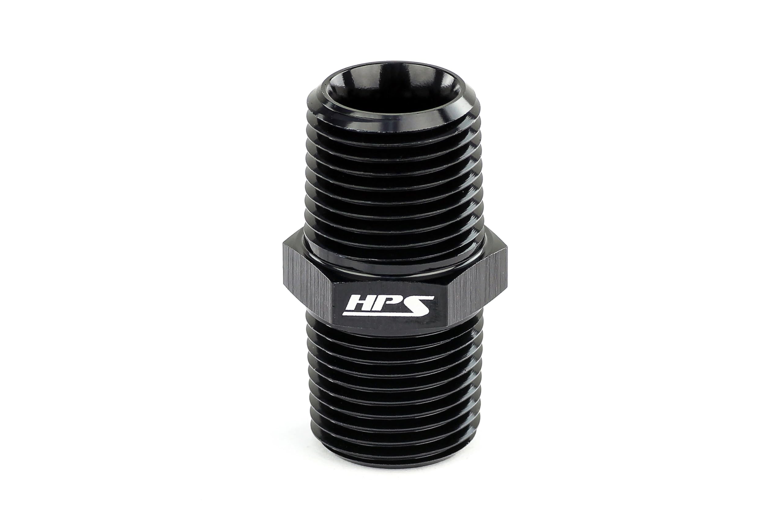 HPS AN911-04 NPT Male To AN Male Union Coupler Adapte Fitting, Aluminum, Size: 1/8 NPT, Angle: Straight, Black