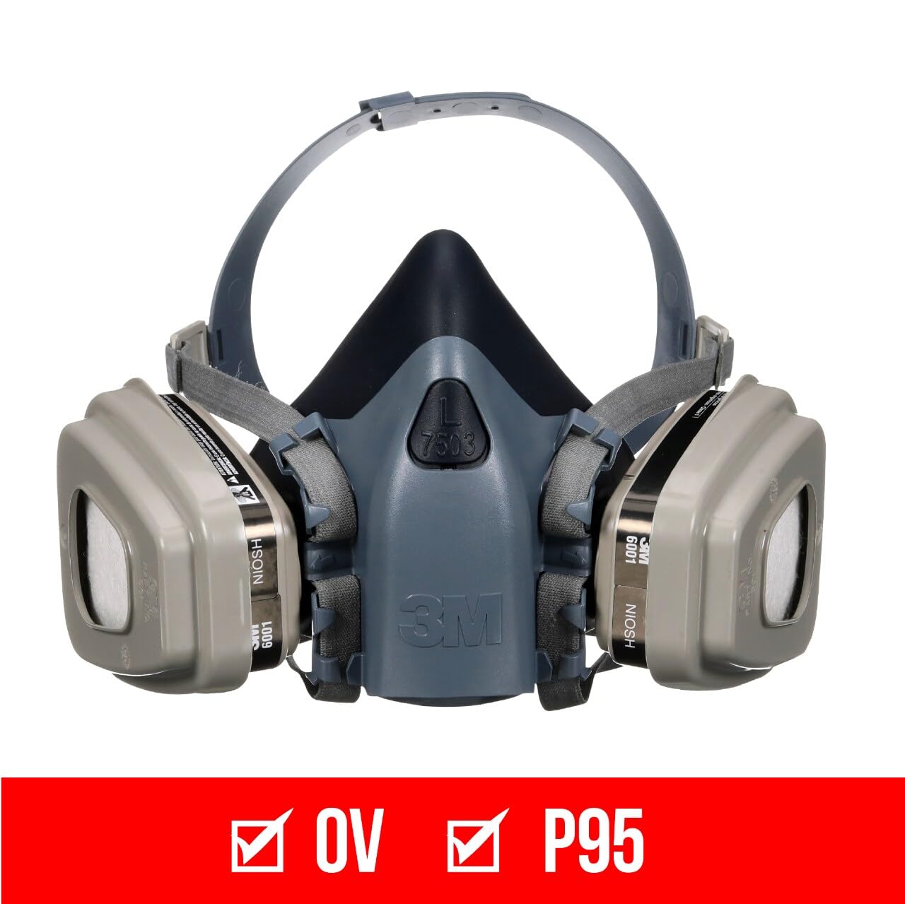 3M Half Mask Professional Organic Vapor, P95 Respirator with Cool Flow Valve, Reusable Respirator, Large