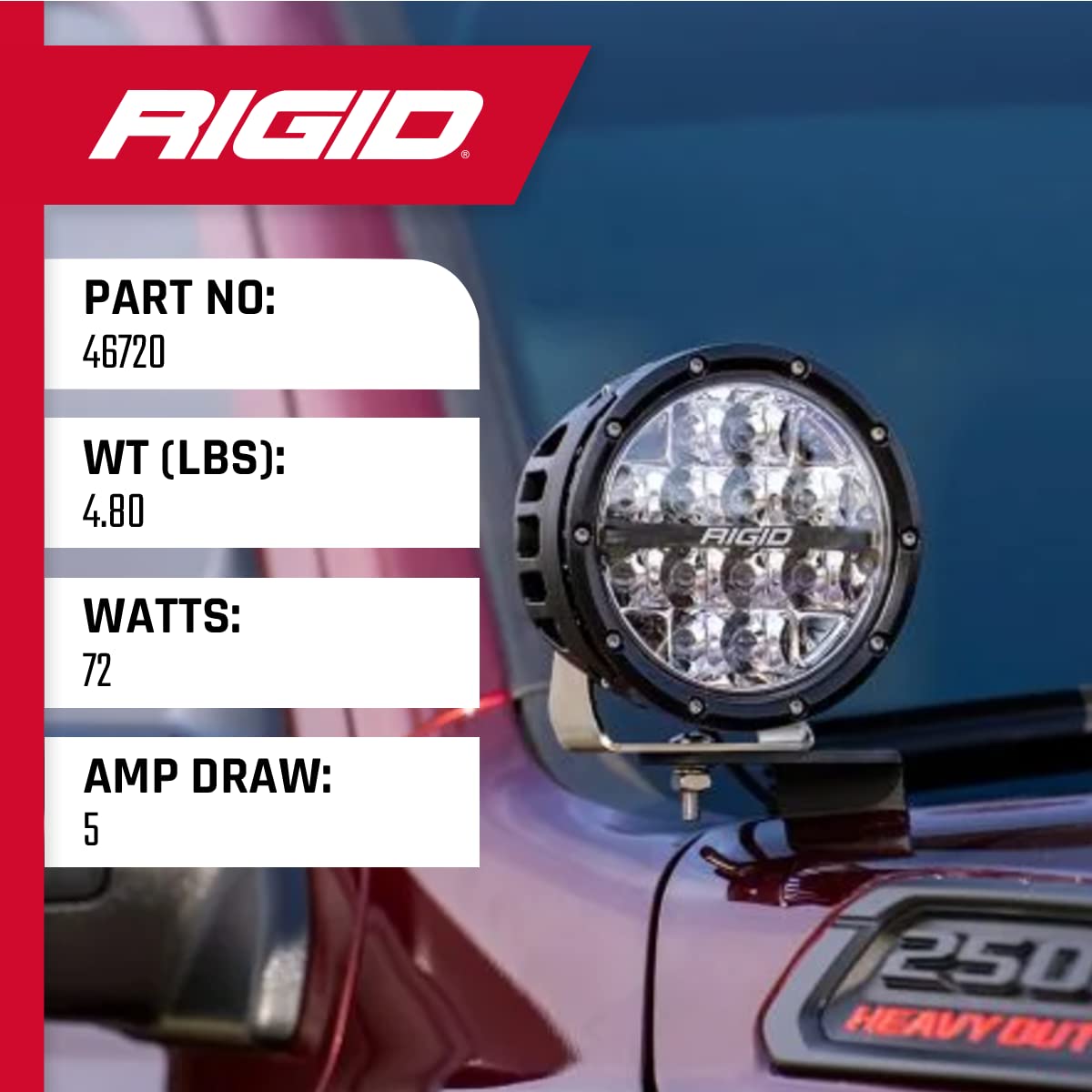 A-Pillar LED Light Mount Kit RIGID Industries FITS 2019+ Dodge RAM 2500/3500 Includes 6-Inch 360-Series Drive Optics w/Amber Backlighting and Amber & Black Covers