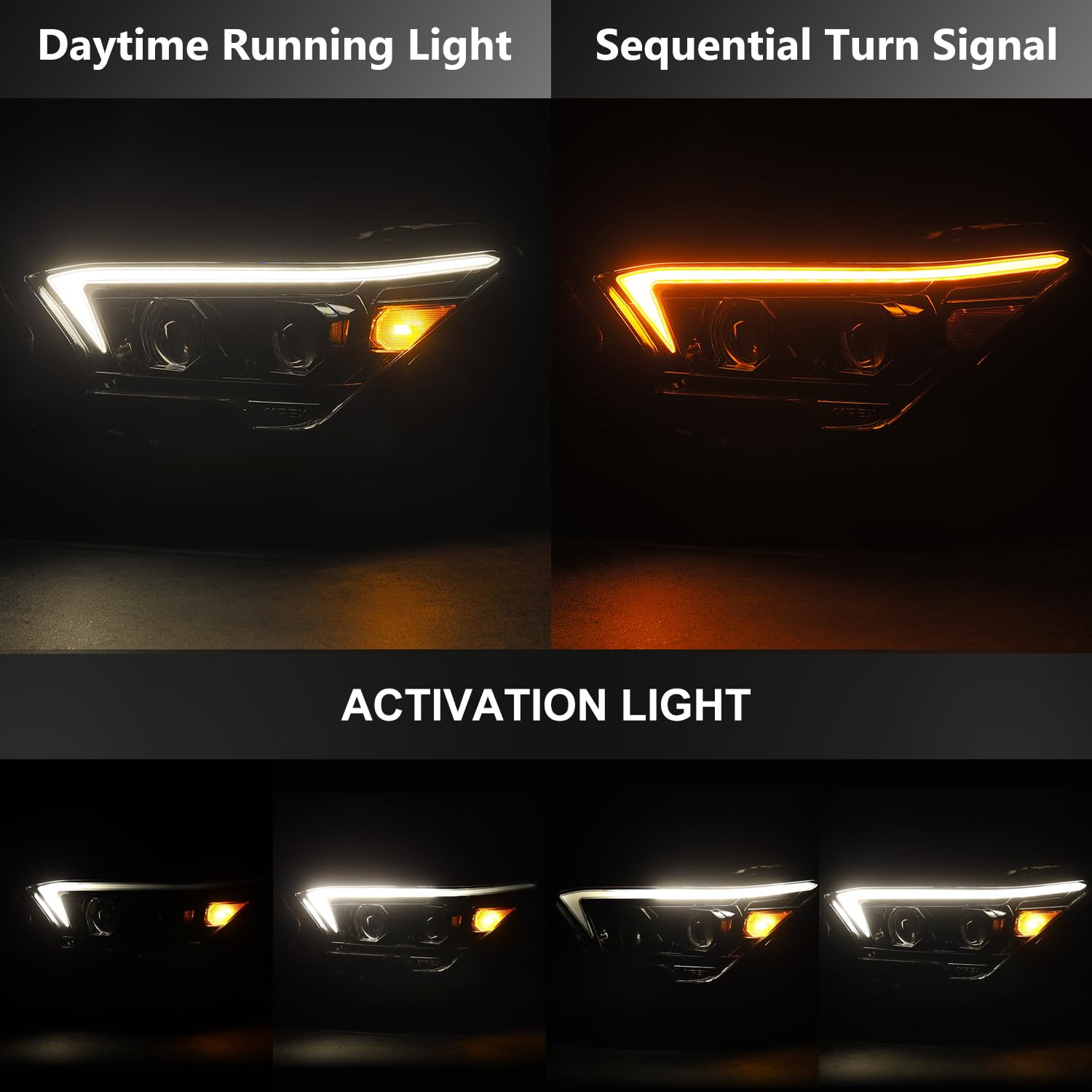 AlphaRex LED Projector Headlights Alpha-Black for 24-25 Tacoma /25-up 4Runner OG-Style LUXX-Series