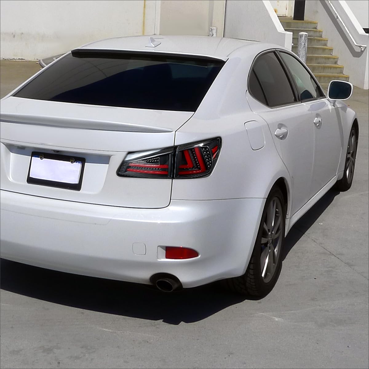 Black Tail Lights w/Red LED Bar SPEC-D TUNING Compatible with 2006-2008 Lexus IS250 IS350, Left + Right Pair Assembly