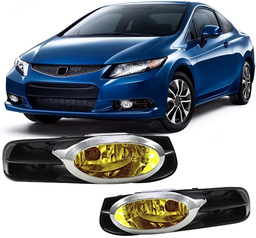 OEM Series Winjet for [2012-2013 Civic Coupe] Driving Fog Lights + Switch + Wiring Kit (Yellow)