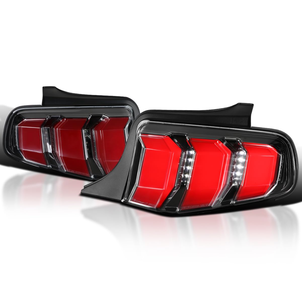 Sequential LED Signal Tail Lights SPEC-D TUNING Jet Black Compatible with 2010-2012 Ford Mustang, Left + Right Pair Assembly
