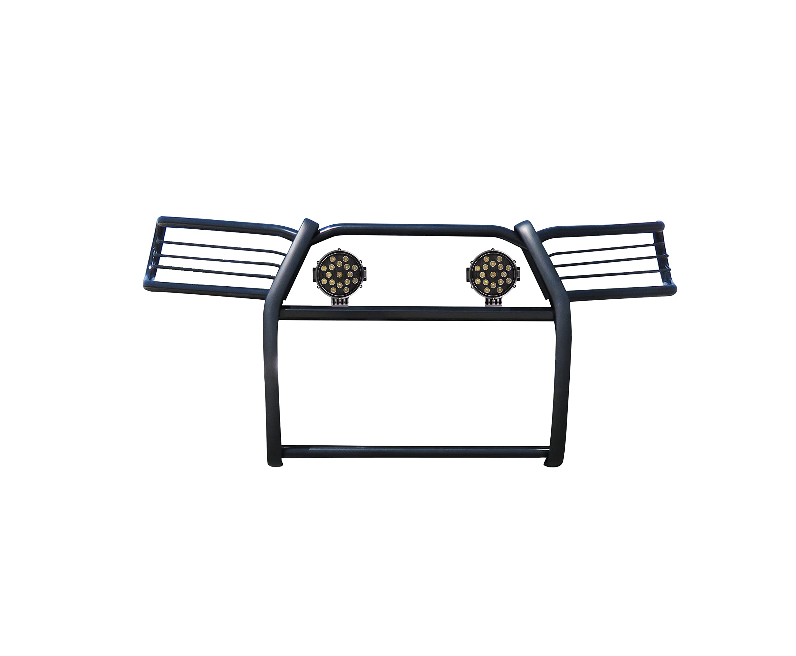 Bumper Guard Modular Black Horse Grille brush Come With pair of 7.0"Dia.LED Lights with Black Trim Rings Compatible with 2010-2024 Toyota 4Runner-17TU31MA-PLB