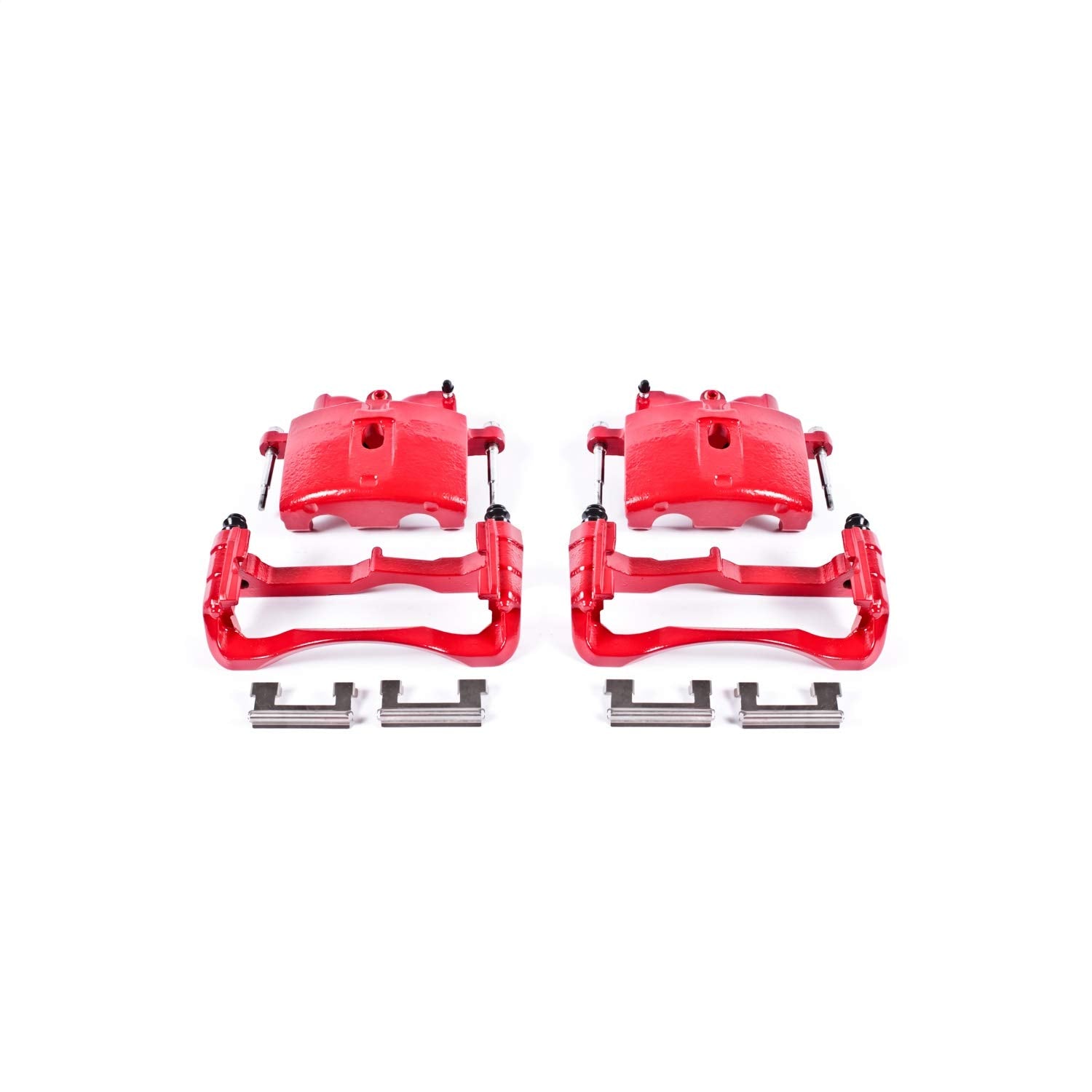 Power Stop S4730 Front High-Temp Pair of Red Powder Coated Calipers for Cadillac Deville DTS | Chevy Express Silverado Suburban | GMC Savana Sierra Yukon | Hummer H2 [Application Specific]